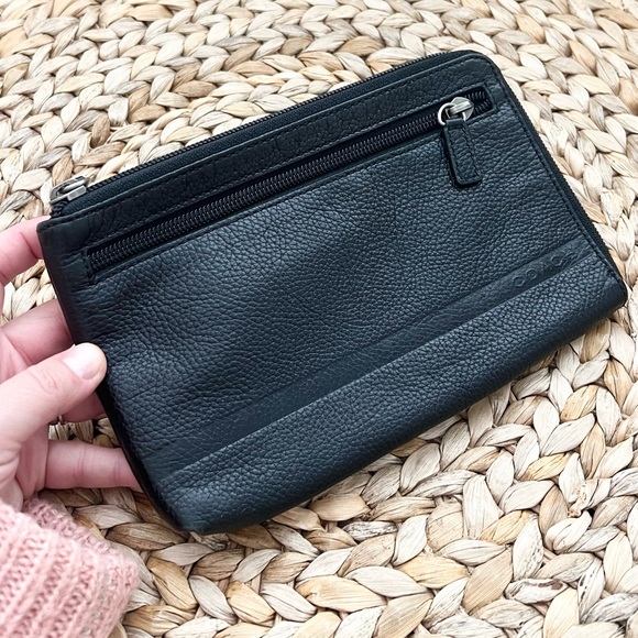 COACH genuine black pebbled leather clutch wallet pouch small bag - Picture 7 of 7